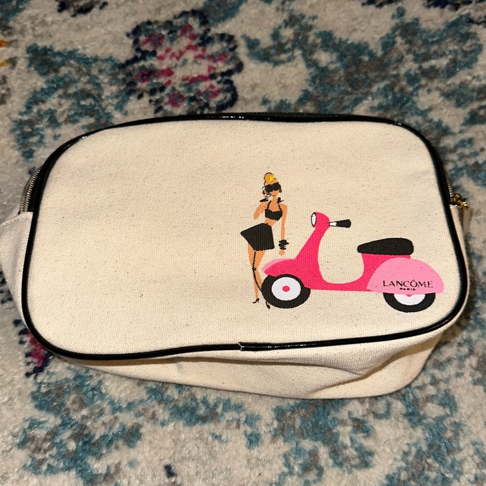 Lancôme // like new without tags motorcycle chick makeup pouch double zip